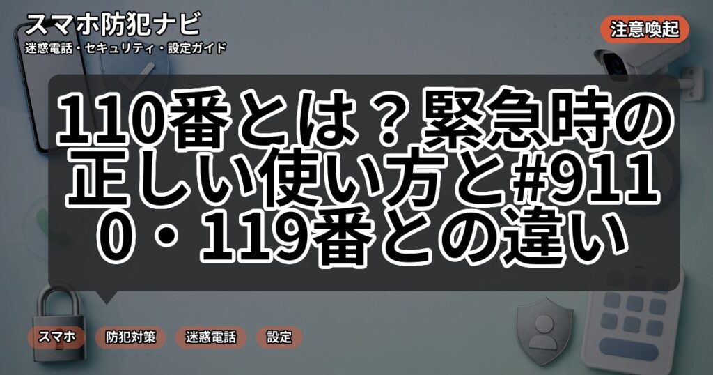 110番とは？緊急時の正しい使い方と#9110・119番との違い