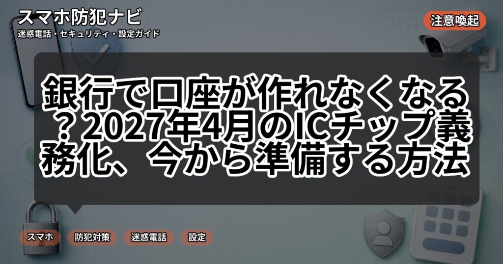 銀行で口座が作れなくなる？2027年4月のICチップ義務化、今から準備する方法