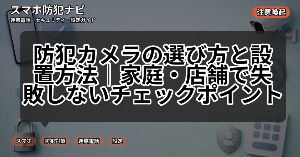 防犯カメラの選び方と設置方法｜家庭・店舗で失敗しないチェックポイント