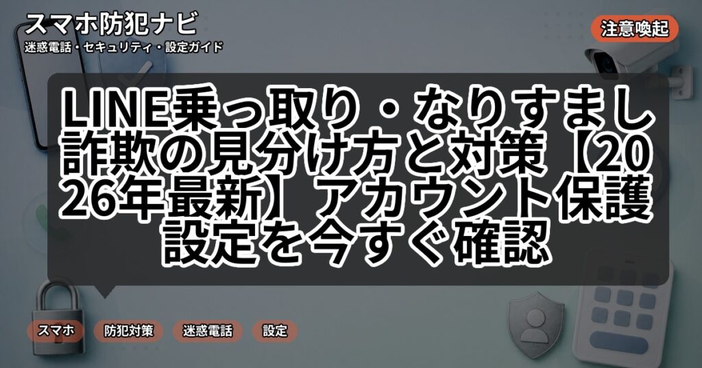 LINE乗っ取り・なりすまし詐欺の見分け方と対策【2026年最新】アカウント保護設定を今すぐ確認
