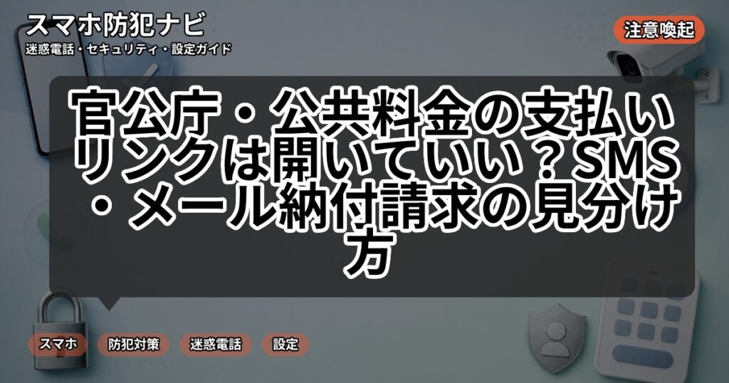 官公庁・公共料金の支払いリンクは開いていい?SMS・メール納付請求の見分け方