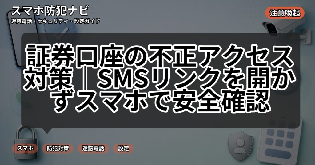 証券口座の不正アクセス対策｜SMSリンクを開かずスマホで安全確認