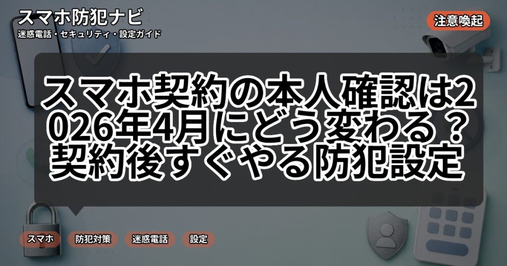 スマホ契約の本人確認は2026年4月にどう変わる?契約後すぐやる防犯設定