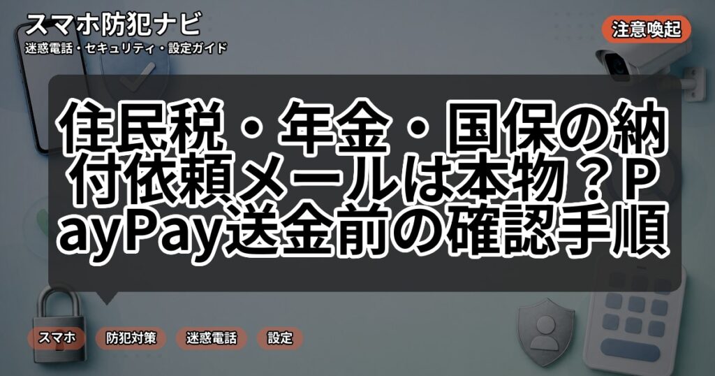 住民税・年金・国保の納付依頼メールは本物？PayPay送金前の確認手順