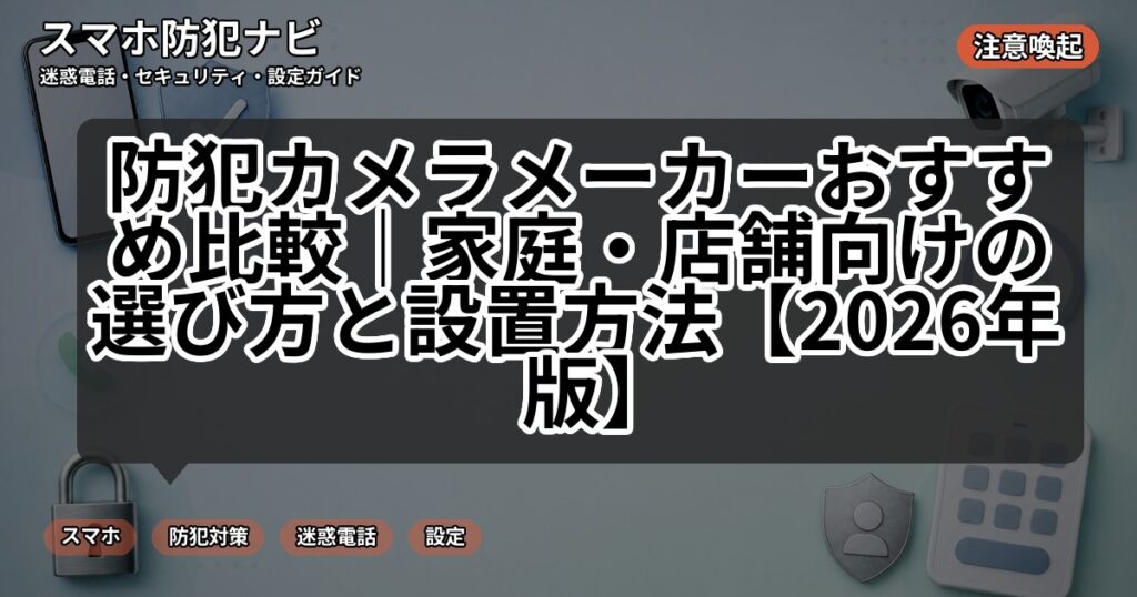 防犯カメラメーカーおすすめ比較|家庭・店舗向けの選び方と設置方法【2026年版】